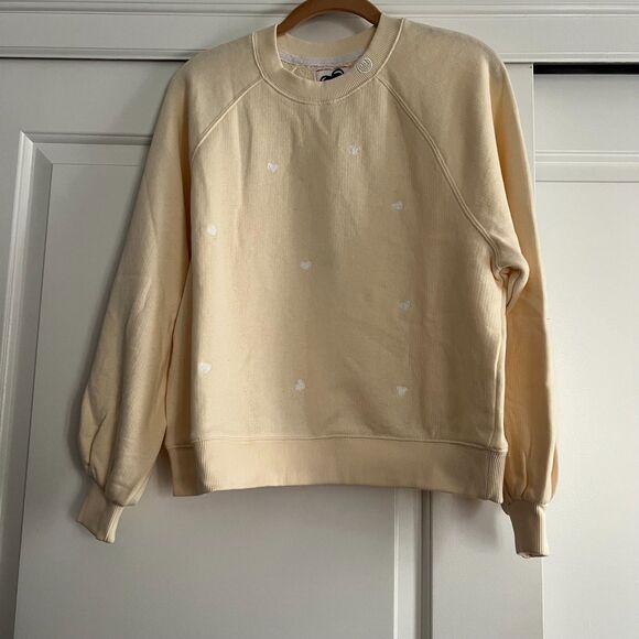 NEW Just Madison Hearts Cotton Sweatshirt  Embroidered Hearts ballon sleeve sz M - Picture 2 of 13